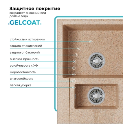 Мойка кухонная POLYGRAN BRIG 770 (песочный №302)